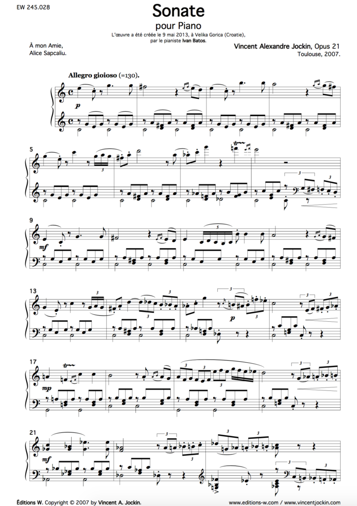 Sonate, Opus 21
