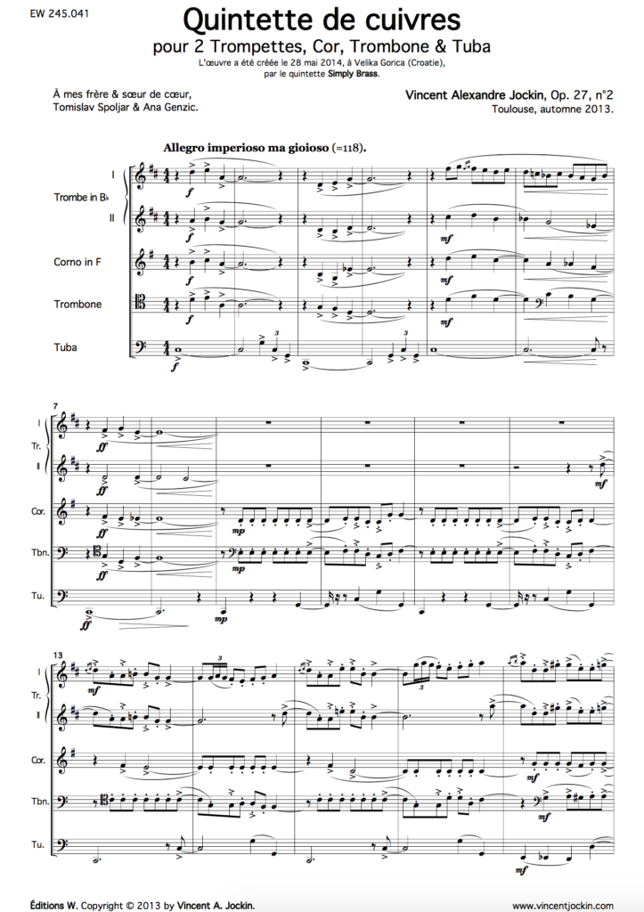 Quintette de cuivres, Op. 27, n° 2